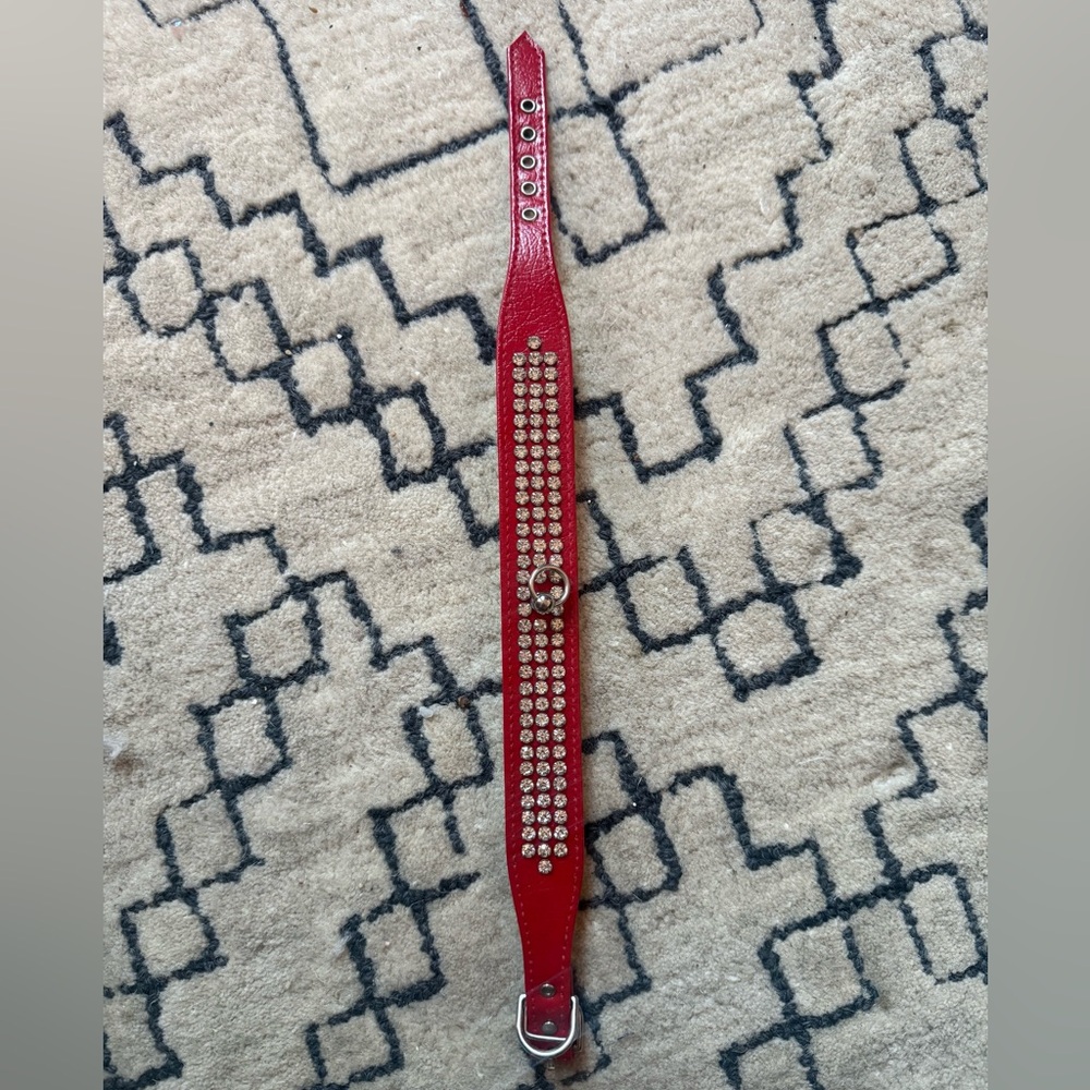 Red leather studded choker